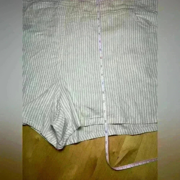 NWT Torrid Shortall Stretch Linen Blend Neutral Tan & White Stripes Shorts Sz 3X - Picture 10 of 12